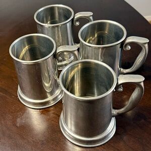Set of 4 Vintage Stieff Pewter Beer Mugs